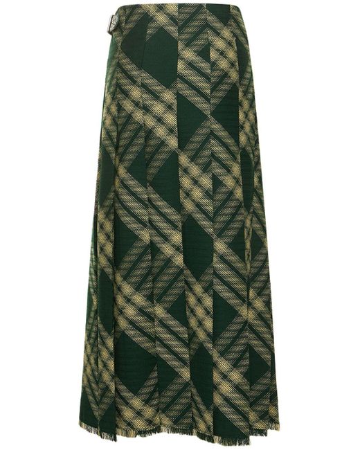 Falda kilt de punto Burberry de color Green