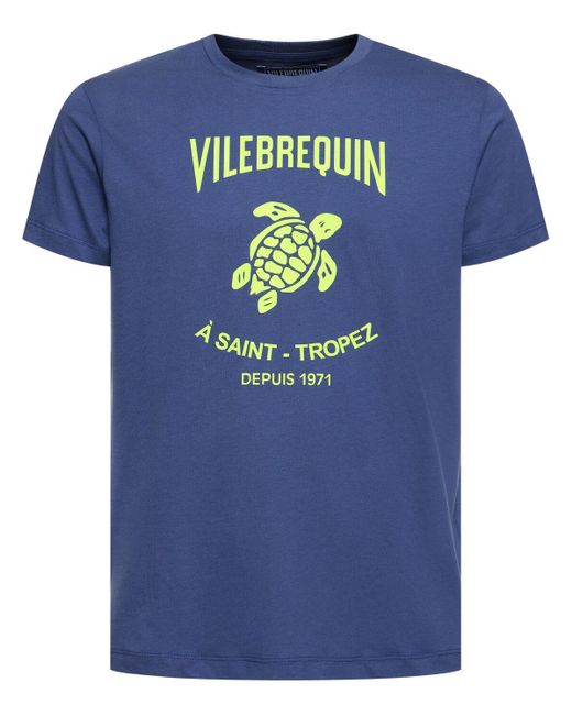 Vilebrequin Blue Logo Print Cotton Jersey T-shirt for men