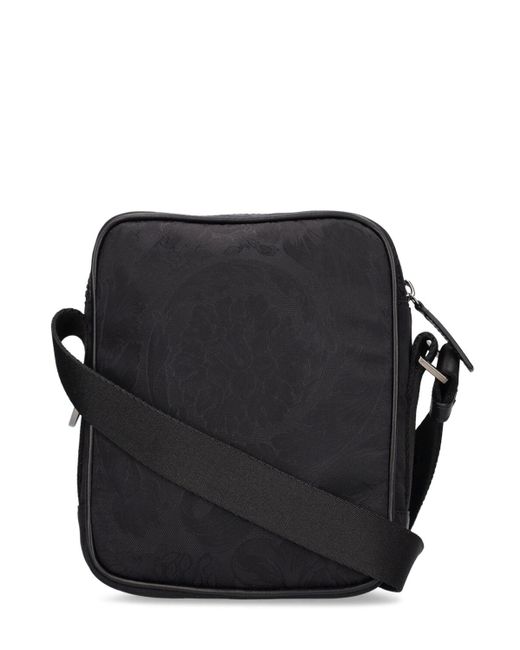 Versace Black Barocco Nylon Messenger Bag for men