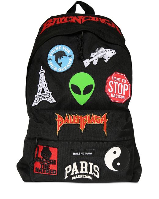 Balenciaga Patches Nylon Backpack in Black for Men Lyst UK