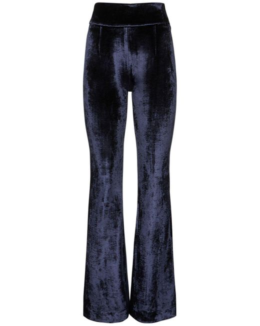 Galvan London Bonded Velvet High Waisted Pants in Blue Lyst UK