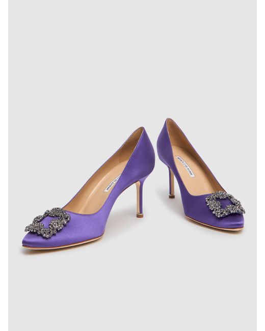 Manolo Blahnik Hangisi サテンパンプス 70mm Purple