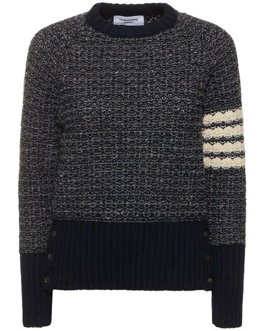 Thom Browne Black Wool & Mohair Knit Crew Neck Sweater