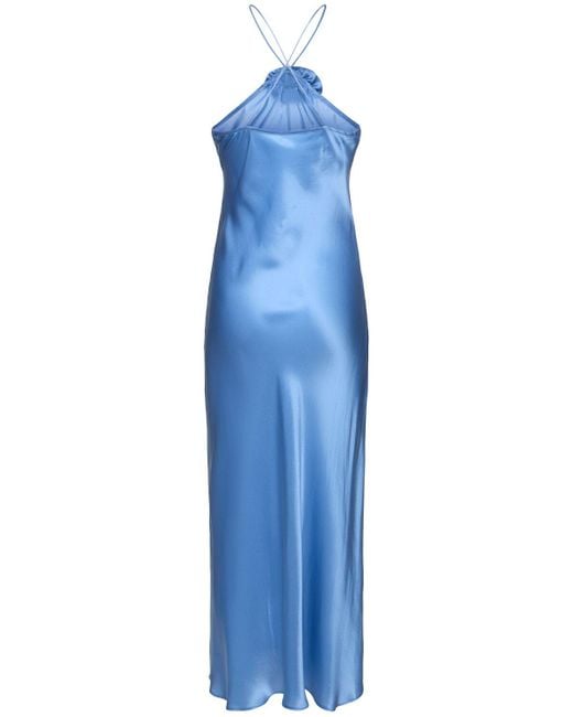 Designers Remix Blue Sadie Silk Satin Long Dress