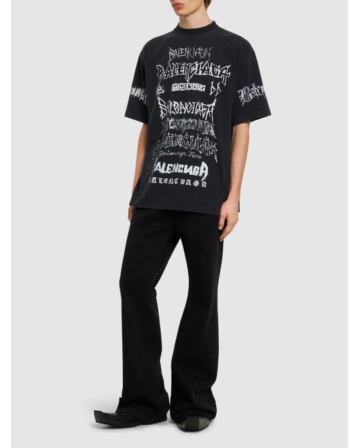 Camiseta de algodón con logo Balenciaga de hombre de color Black