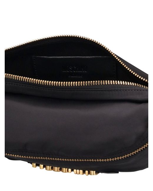 Moschino Black Multi-Pocket Nylon Belt Bag