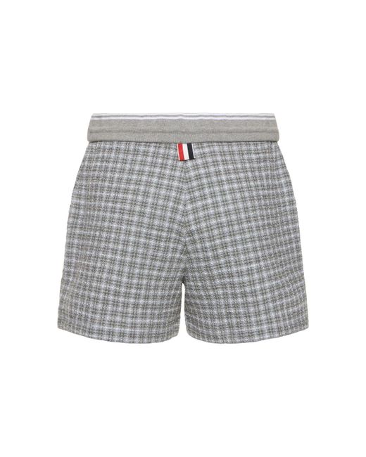 Thom Browne Gray Cotton Tweed Drawstring Shorts