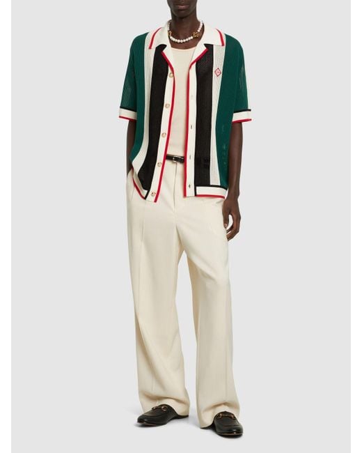 Camicia in cotone crochet di Casablancabrand in Green da Uomo