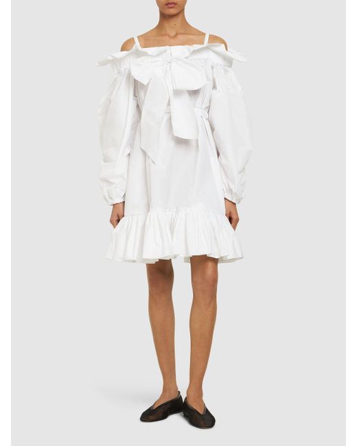 Vestito in faille con fiocco di Patou in White