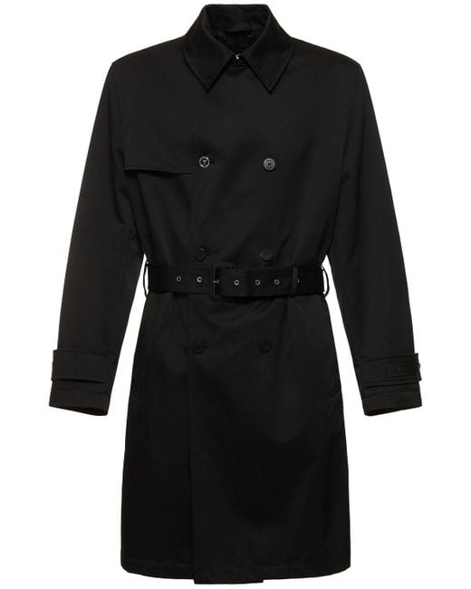 Versace Black Cotton Gabardine Trench Coat for men