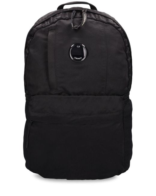 C P Company Black Nylon B Lens Backpack for men