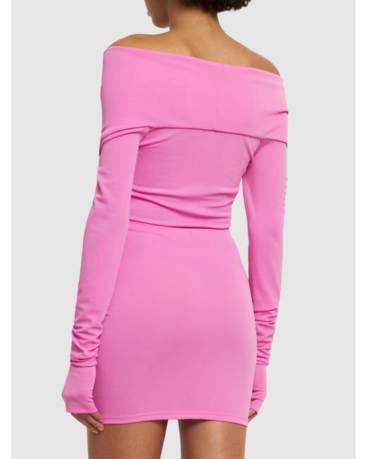 Vestido corto con hombros descubiertos ANDAMANE de color Pink