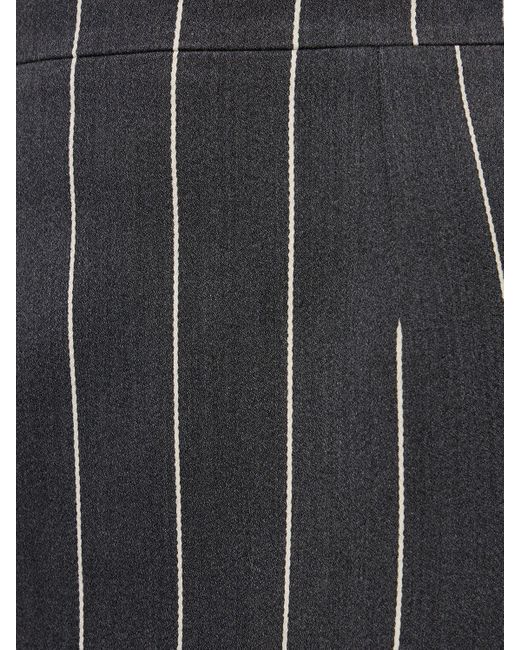 Alessandra Rich Gray Pinstriped Light Wool Midi Skirt