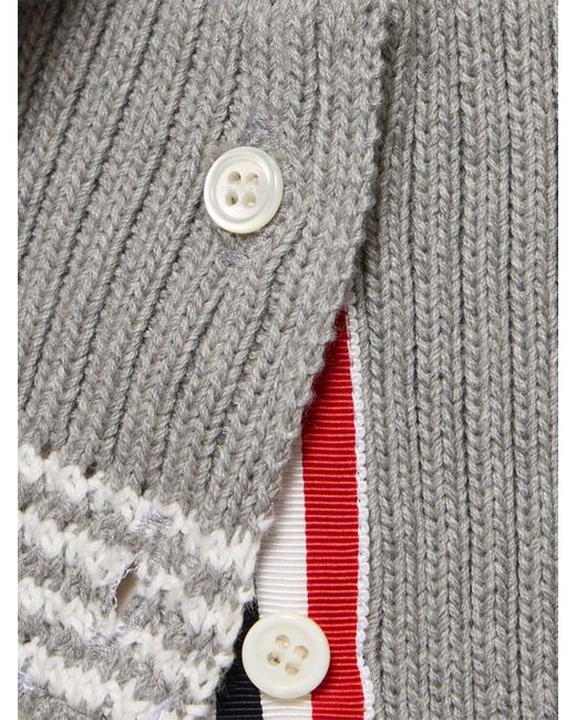 Cardigan in maglia di cotone / tasche di Thom Browne in Gray