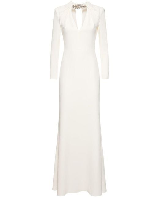 Robe de soirée brodée avec nœud Alexander McQueen en coloris White