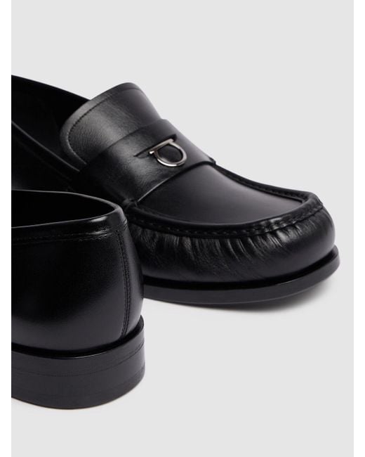 Ferragamo Black Delmo Leather Loafers for men