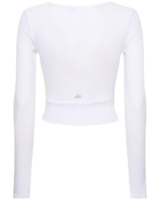 Haut manches longues en modal cover twist Alo Yoga en coloris White