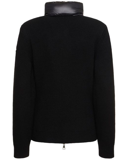Tricot wool blend down cardigan di Moncler in Black
