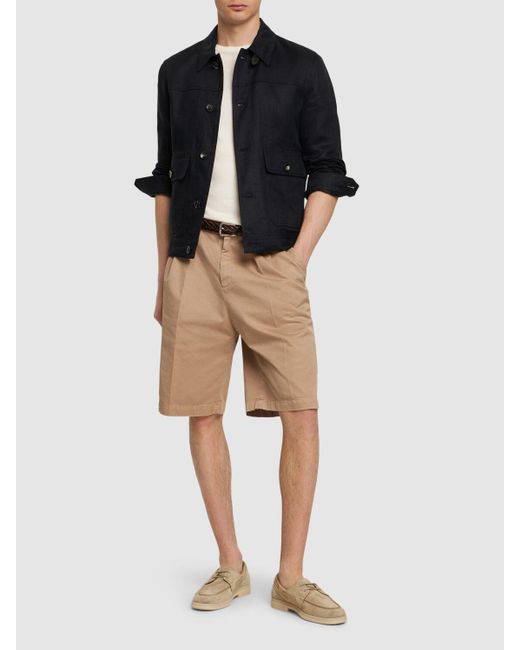 Brunello Cucinelli Natural Dyed Cotton Shorts for men