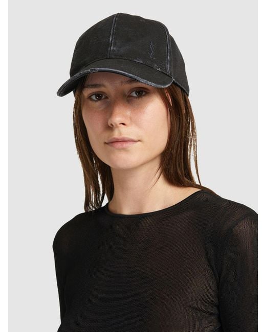 Saint Laurent Black Washed Denim Hat