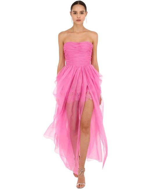 Ermanno Scervino Pink Strapless Silk Organza Dress
