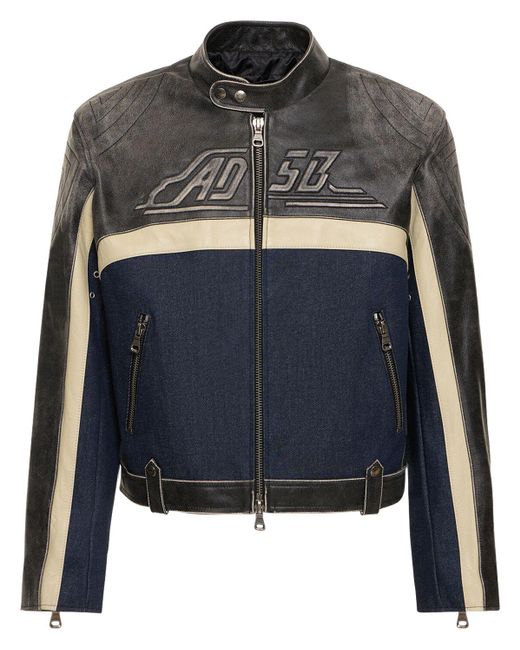 ANDERSSON BELL Black 24 Racing Leather & Denim Jacket for men