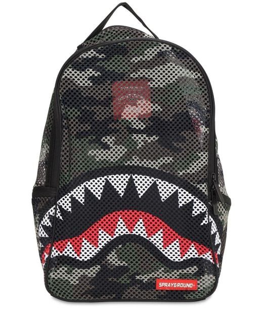 Sprayground Black Camo Shark Mesh Backpack for men