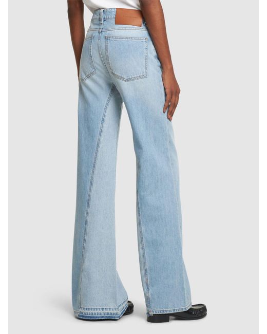 Jeans bianca in denim di cotone di Victoria Beckham in Blue