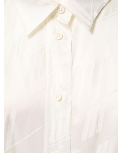 The Attico White Jacquard-hemd Aus Viskosesatin Mit Logo "diana"