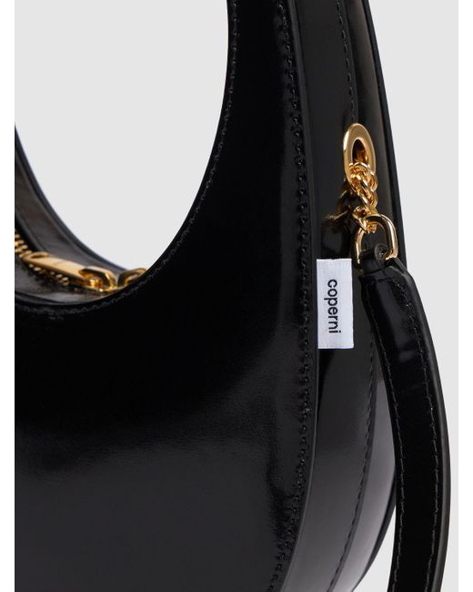 Coperni Black Mini Swipe Gloss Leather Crossbody Bag
