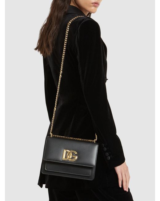 Sac porté épaule en cuir à chaîne Dolce & Gabbana en coloris Black
