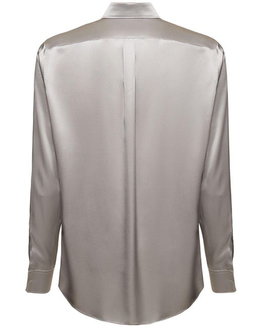 Camicia in raso di seta di Dolce & Gabbana in Gray da Uomo