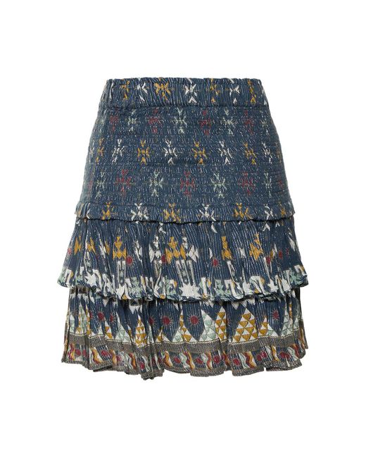 Isabel Marant Blue Naomi Printed Ruffled Mini Skirt