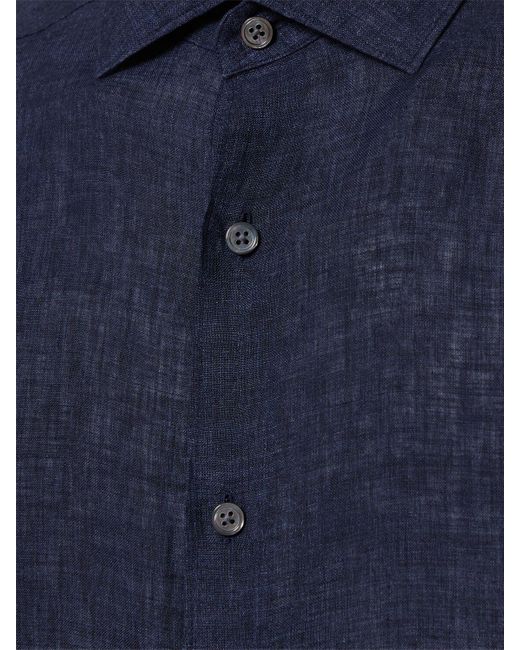 メンズ Zegna リネンシャツ Blue