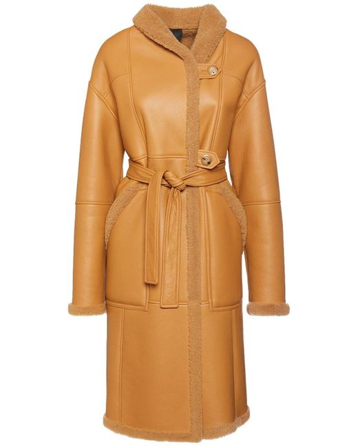 Blancha Belted Leather Coat in Camel (Natural) | Lyst Canada