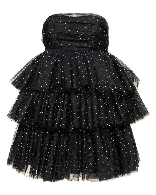 ROTATE BIRGER CHRISTENSEN Black Sleeveless Embellished Mesh Mini Dress