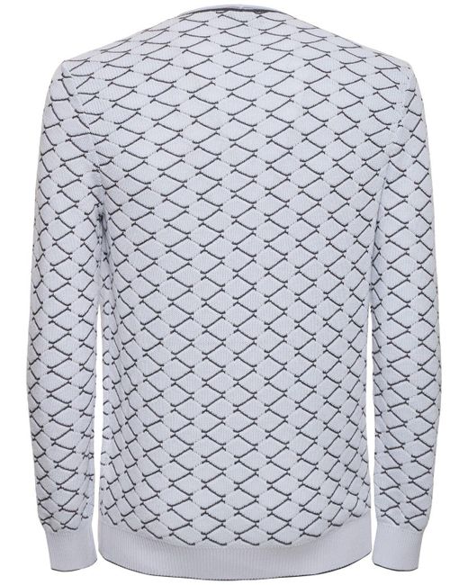 Giorgio Armani Sweater Aus Baumwoll/kaschmirjacquard in Gray für Herren