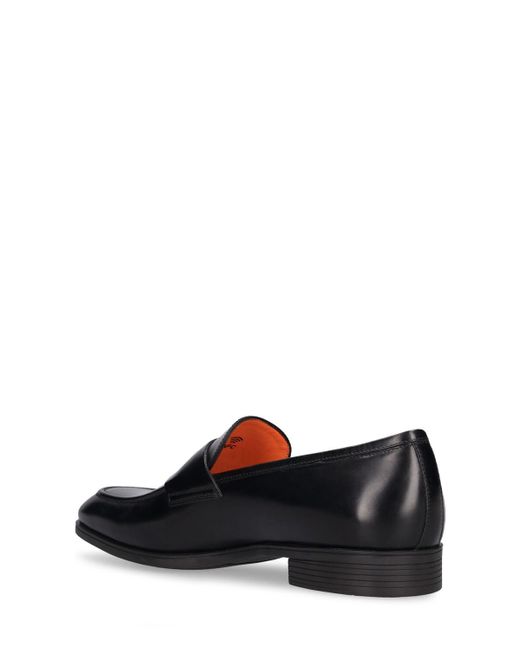 Santoni Black Blooming Leather Loafers for men