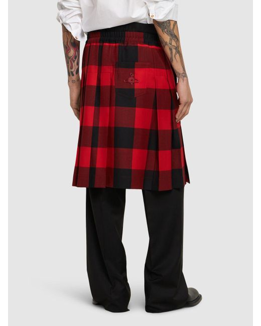 Vivienne Westwood Red Checked Wool Kilt for men