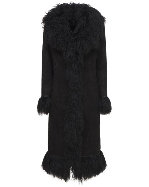 Saks Potts Black Bonnie Shearling Fur Coat