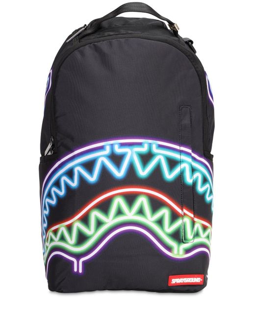 Sprayground Neon Shark Nylon Canvas Backpack in Black for Men Lyst