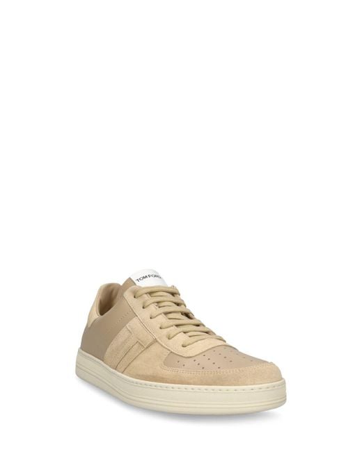 Tom Ford Natural Radcliffe Leather And Suede Low-top Trainers for men