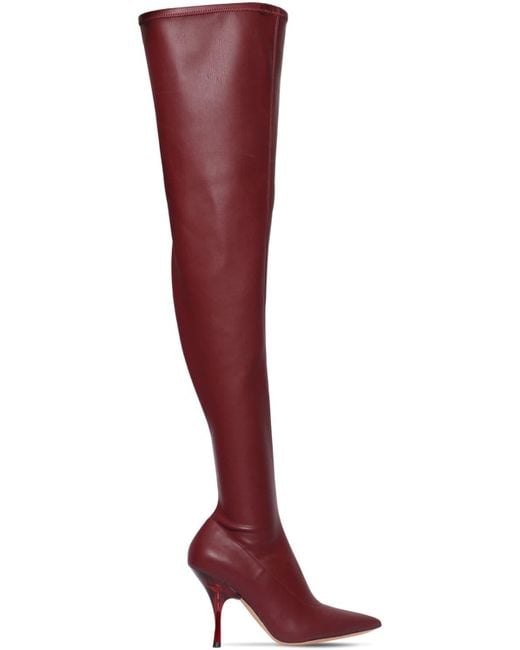 Rochas 100mm Faux Leather Overtheknee Boots in Bordeaux (Red) Lyst