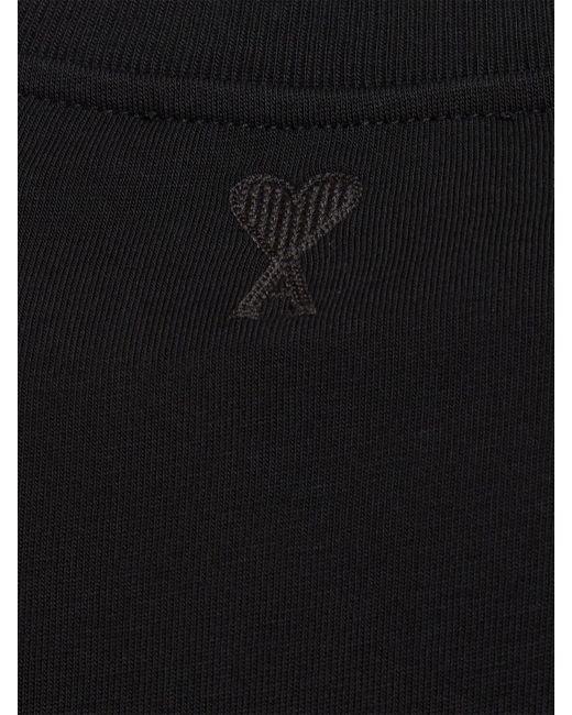 AMI Black Logo Printed Boxy Cotton T-shirt for men