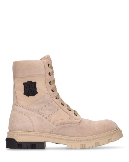 Amiri Military Suede & Leather Combat Boots in Tan (Natural) for Men