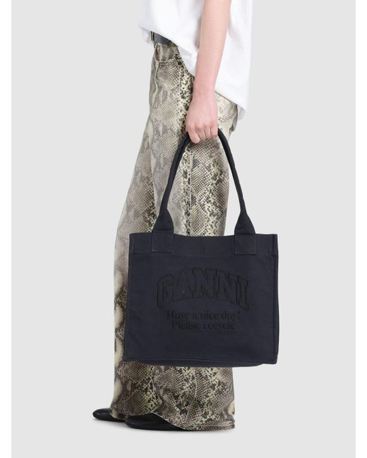 Ganni Black Große Tote Aus Recyceltem Leder "easy"