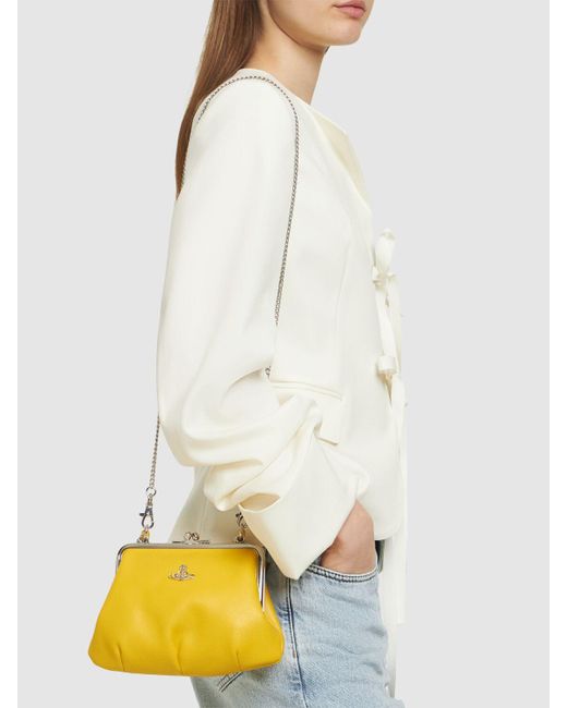 Vivienne Westwood Yellow Granny Frame Grained Faux Leather Bag