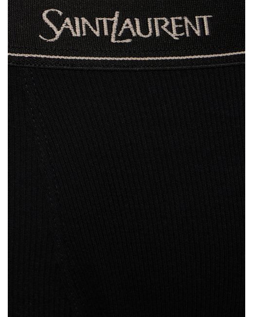 Calzoncillos boxer de algodón con logo Saint Laurent de hombre de color Black