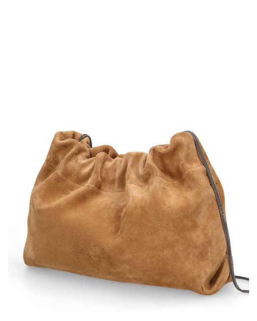 Bolso soft velour de piel Brunello Cucinelli de color Brown