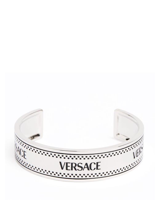 Versace White Metal Logo Cuff Bracelet for men